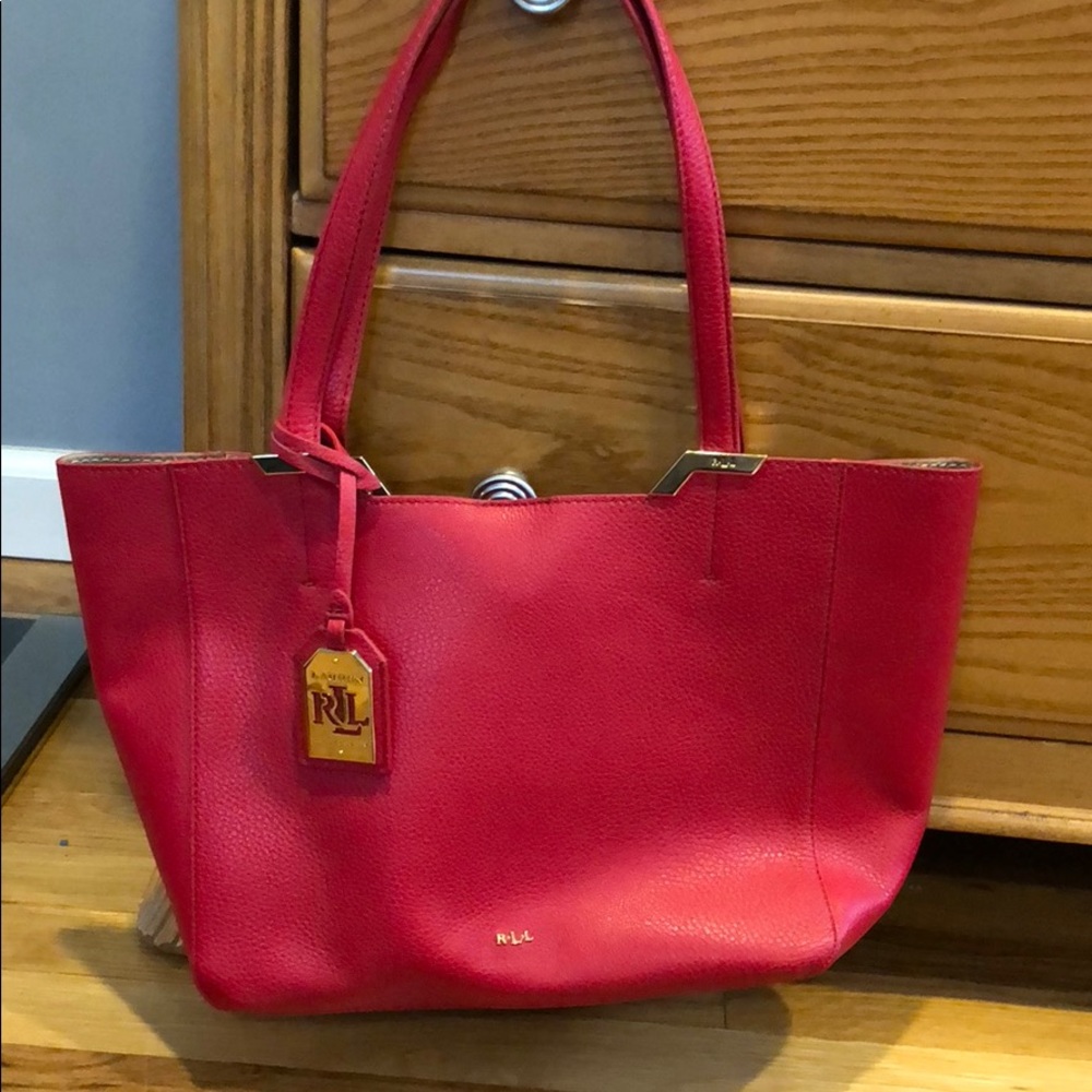 Ralph Lauren tote handbag, reddish pink color